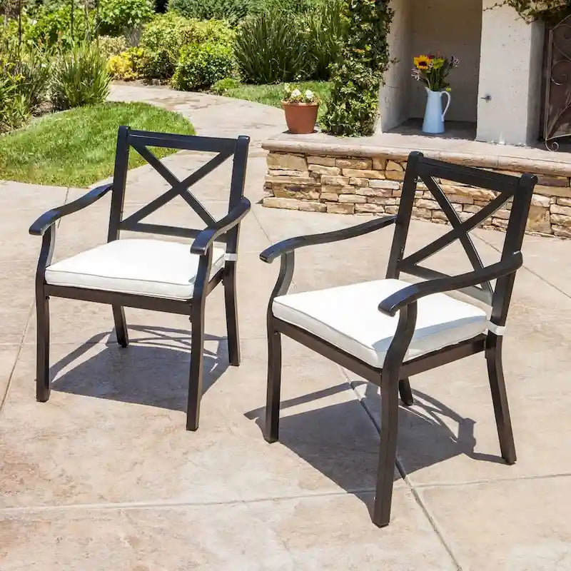 Ensemble de 2 chaises de salle à manger d'extérieur en aluminium