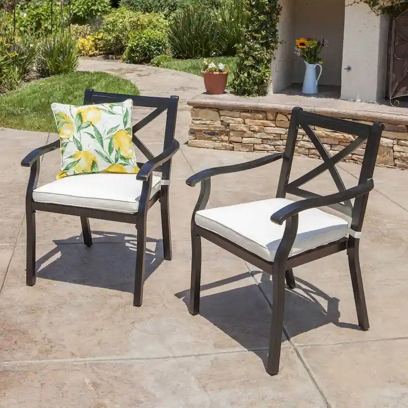 Ensemble de 2 chaises de salle à manger d'extérieur en aluminium