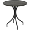 Table d'appoint d'extérieur, table basse ronde de patio avec structure en acier et plateau à lattes