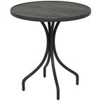 Table d'appoint d'extérieur, table basse ronde de patio avec structure en acier et plateau à lattes