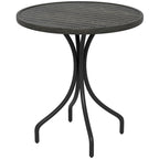 Table d'appoint d'extérieur, table basse ronde de patio avec structure en acier et plateau à lattes