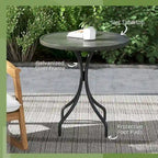 Table d'appoint d'extérieur, table basse ronde de patio avec structure en acier et plateau à lattes