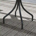 Table d'appoint d'extérieur, table basse ronde de patio avec structure en acier et plateau à lattes
