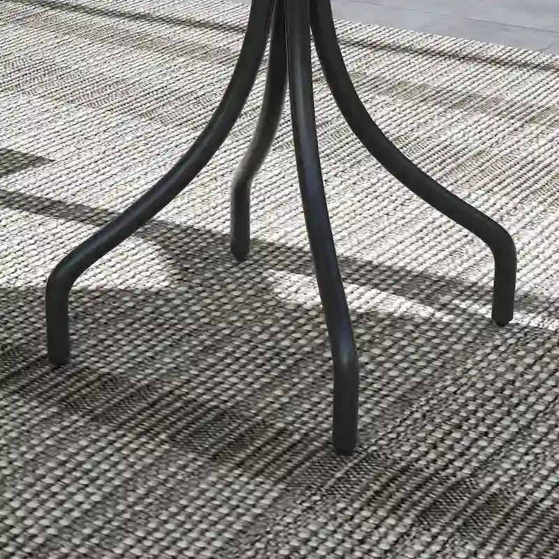 Table d'appoint d'extérieur, table basse ronde de patio avec structure en acier et plateau à lattes
