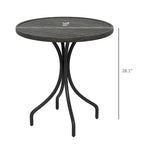 Table d'appoint d'extérieur, table basse ronde de patio avec structure en acier et plateau à lattes