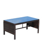 Canapé d'angle 3 pièces en rotin tressé pour terrasse avec coussins