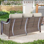 Canapé d'extérieur avec fauteuils et poufs - Marron