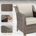 Canapé d'extérieur avec fauteuils et poufs - Marron