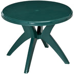 Table de patio ronde en plastique de 92 cm de diamètre avec trou pour parasol, table de bistrot d'extérieur, idéale pour un bar, un jardin, une cour, une piscine ou tout autre espace extérieur.