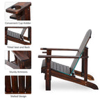 Fauteuil Adirondack en bois, chaise de jardin avec porte-gobelet, mobilier de jardin résistant aux intempéries, style lounge classique