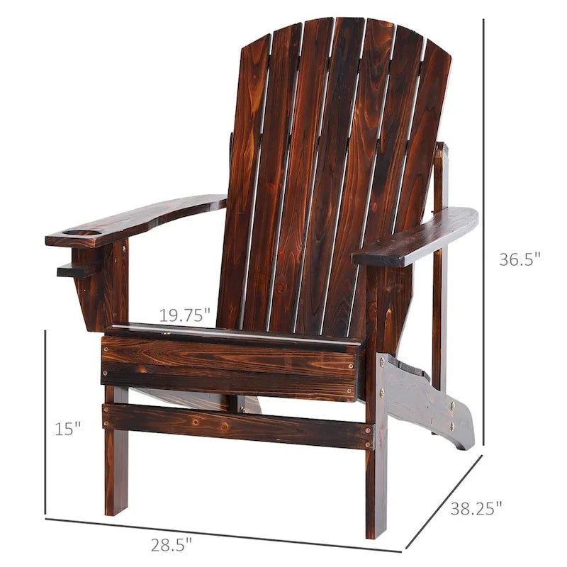 Fauteuil Adirondack en bois, chaise de jardin avec porte-gobelet, mobilier de jardin résistant aux intempéries, style lounge classique