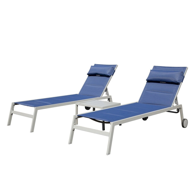 Ensemble de 3 chaises longues d'extérieur pour patio