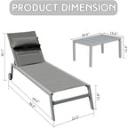 Ensemble de 3 chaises longues d'extérieur pour patio