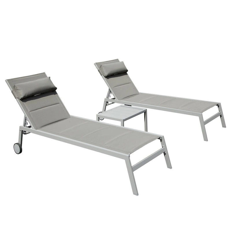 Ensemble de 3 chaises longues d'extérieur pour patio