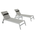 Ensemble de 3 chaises longues d'extérieur pour patio