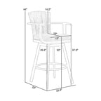 Tabouret de bar pivotant d'extérieur Luna 76 cm, bois de teck rustique, marron