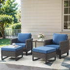 Ensemble de jardin comprenant deux poufs et une table d'appoint en verre - Marron