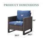 Ensemble de jardin comprenant deux poufs et une table d'appoint en verre - Marron