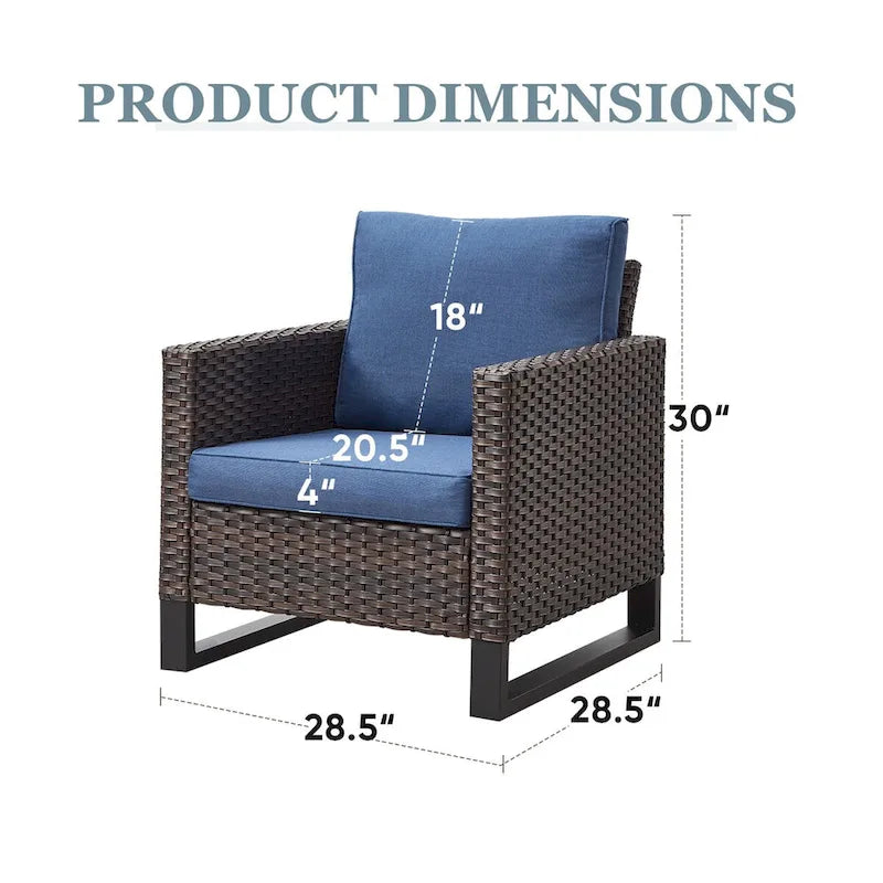 Ensemble de jardin comprenant deux poufs et une table d'appoint en verre - Marron