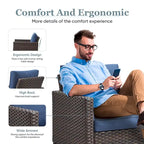 Ensemble de jardin comprenant deux poufs et une table d'appoint en verre - Marron
