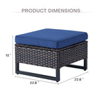 Ensemble de jardin comprenant deux poufs et une table d'appoint en verre - Marron
