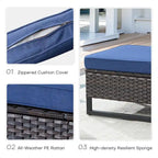 Ensemble de jardin comprenant deux poufs et une table d'appoint en verre - Marron