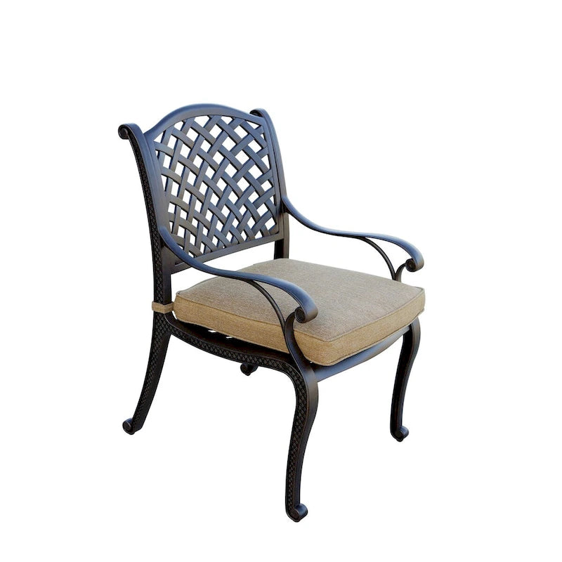 Ensemble de salle à manger d'extérieur Nassau 11 pièces avec coussins sésame et table de salle à manger rectangulaire extensible 42 x 92 / 42 x 120
