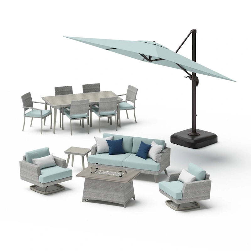 Ensemble de jardin Portofino Casual 13 pièces Sunbrella avec foyer intégré