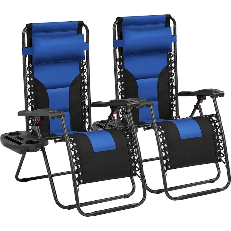 Yaheetech Lot de 2 chaises longues de camping rembourrées de 66 cm (26 pouces) avec accoudoirs et oreiller