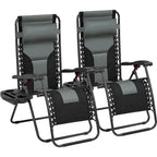 Yaheetech Lot de 2 chaises longues de camping rembourrées de 66 cm (26 pouces) avec accoudoirs et oreiller