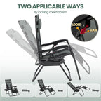 Yaheetech Lot de 2 chaises longues de camping rembourrées de 66 cm (26 pouces) avec accoudoirs et oreiller