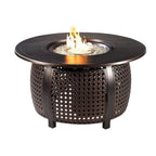 Ensemble table de feu ronde d'extérieur en aluminium de 112 cm (44 po) avec quatre fauteuils à bascule pivotants profonds et accessoires