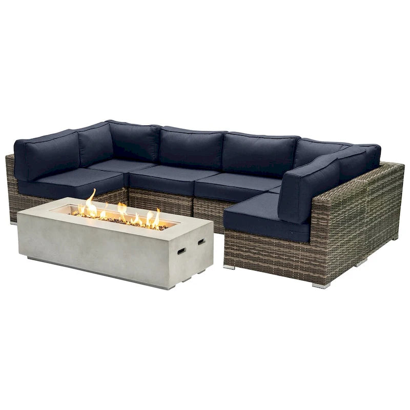 Ensemble de sièges LSI pour 4 personnes avec foyer et coussins Sunbrella
