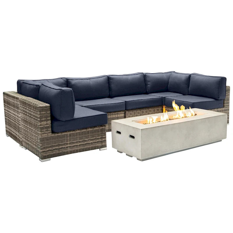 Ensemble de sièges LSI pour 4 personnes avec foyer et coussins Sunbrella