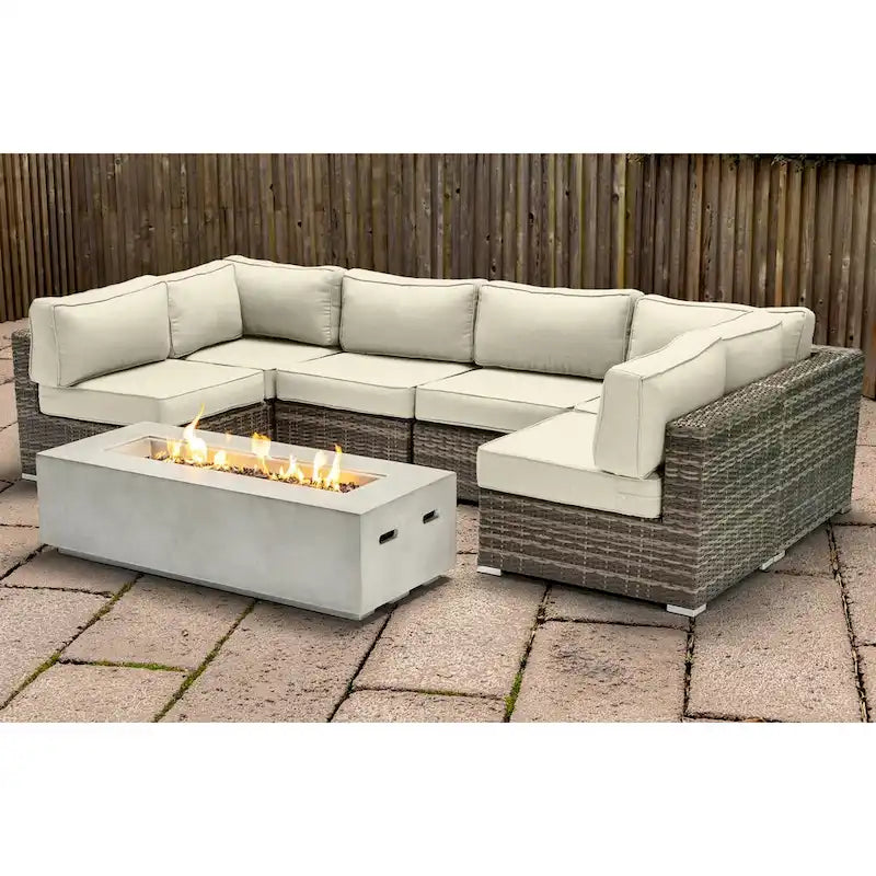 Ensemble de sièges LSI pour 4 personnes avec foyer et coussins Sunbrella