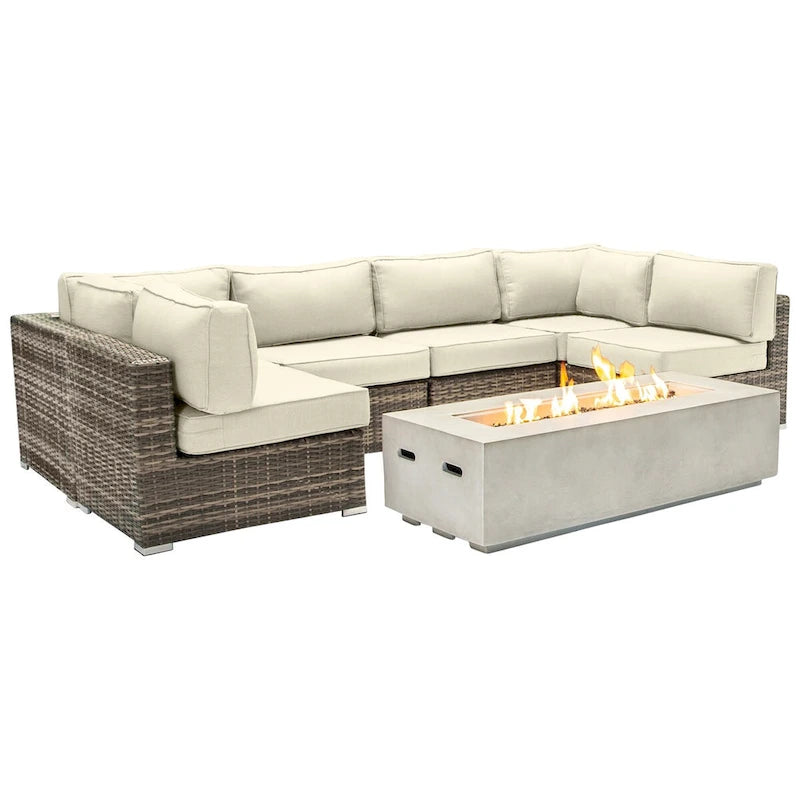 Ensemble de sièges LSI pour 4 personnes avec foyer et coussins Sunbrella
