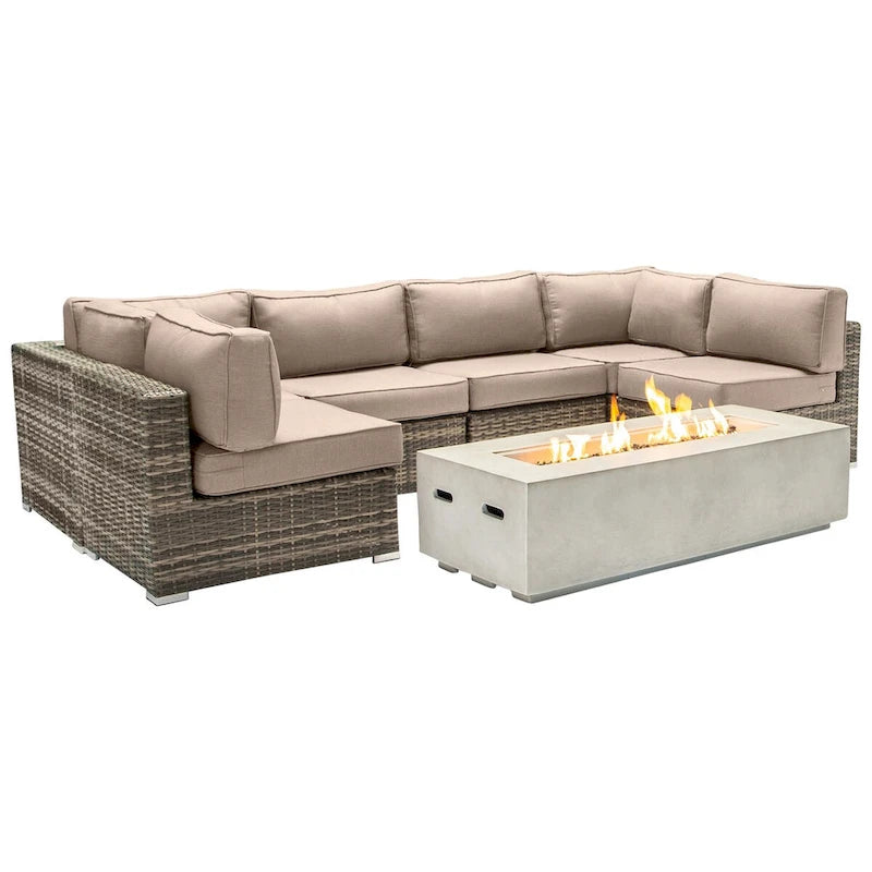 Ensemble de sièges LSI pour 4 personnes avec foyer et coussins Sunbrella