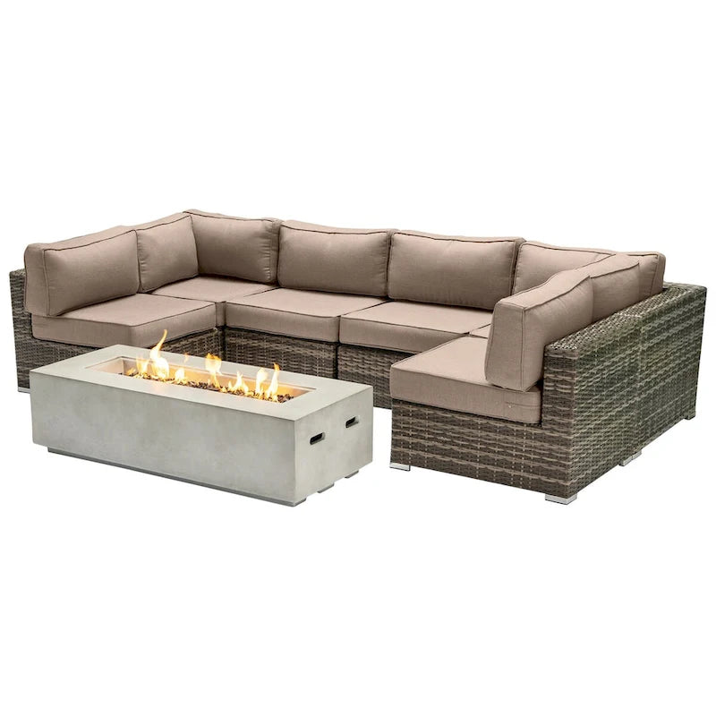 Ensemble de sièges LSI pour 4 personnes avec foyer et coussins Sunbrella