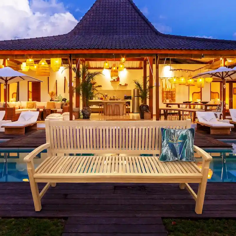 Banc de terrasse extérieur en bois de teck Seven Seas Teak El Mar, 1,83 m (6 pieds)