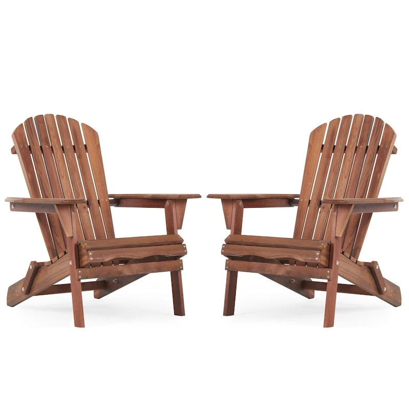 Ensemble de 2 chaises longues pliantes Adirondack en bois pour terrasse