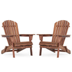 Ensemble de 2 chaises longues pliantes Adirondack en bois pour terrasse