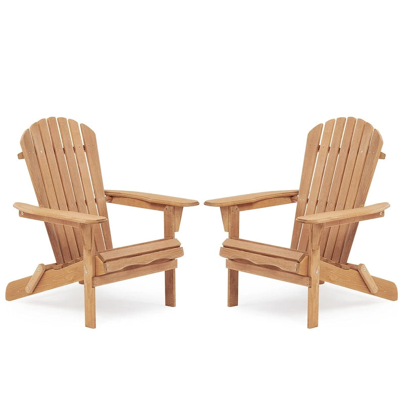 Ensemble de 2 chaises longues pliantes Adirondack en bois pour terrasse