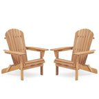 Wooden Outdoor Folding Adirondack Chair Set of 2 Wood Lounge Patio Chair