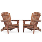 Ensemble de 2 chaises longues pliantes Adirondack en bois pour terrasse