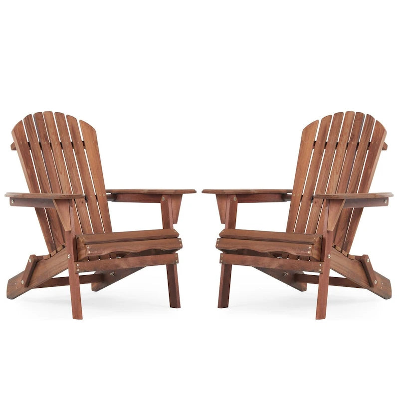 Ensemble de 2 chaises longues pliantes Adirondack en bois pour terrasse