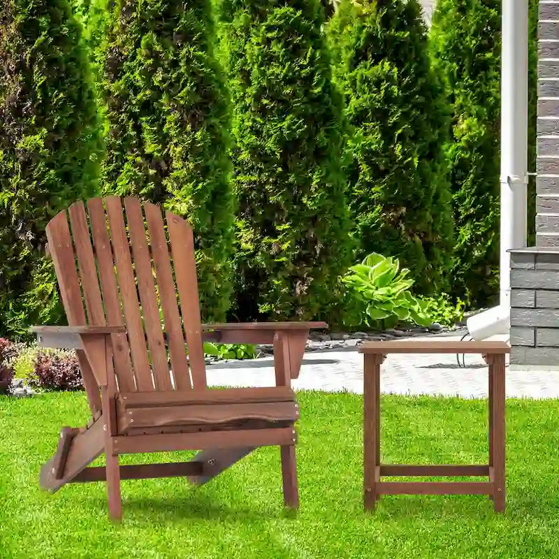 Ensemble de 2 chaises longues pliantes Adirondack en bois pour terrasse