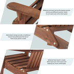 Ensemble de 2 chaises longues pliantes Adirondack en bois pour terrasse