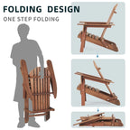 Ensemble de 2 chaises longues pliantes Adirondack en bois pour terrasse
