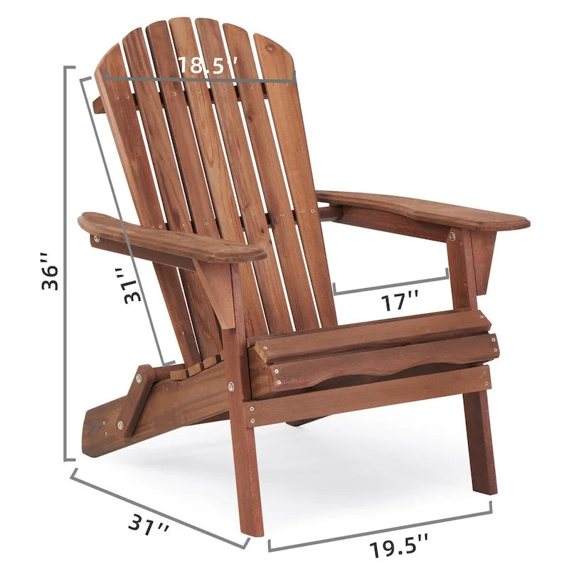 Ensemble de 2 chaises longues pliantes Adirondack en bois pour terrasse