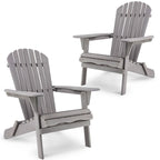 Ensemble de 2 chaises longues pliantes Adirondack en bois pour terrasse